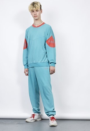 VINTAGE 80'S ADIDAS TURQUOISE/RED TRACKSUIT SET
