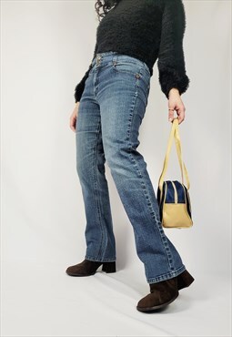 90s Vintage blue medium waist straight jeans pants