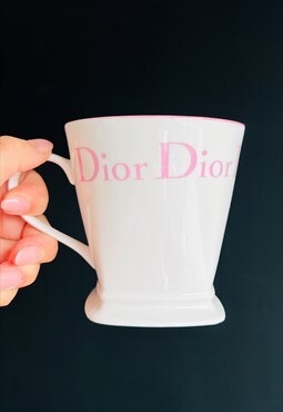 Christian Dior Coffee Mug Cup White Pink Logo Monogram y2k