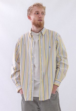 VINTAGE MENS POLO RALPH LAUREN LOGO CASUAL LONG SLEEVE SHIRT