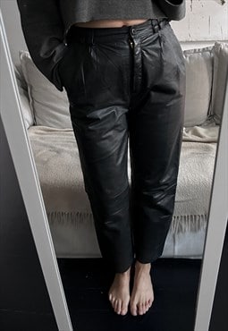 80's Leather Soft Goth  Woman Pants - M