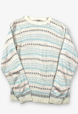 Vintage pastel striped patterned knit jumper small BV16036