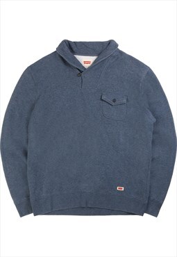 Vintage  Levi's Sweatshirt Quarter Button Navy Blue XLarge