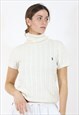 POLO RALPH LAUREN CABLE KNIT SLEEVELESS JUMPER IN WHITE