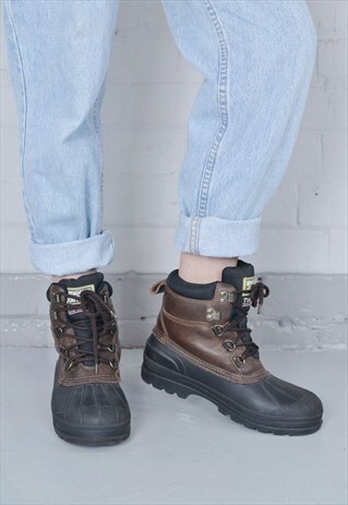 VINTAGE BROWN & BLACK CHUNKY WORK BOOTS