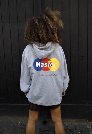 LOOSE FIT OVERSIZE WAIST BEAM MASTER SLOGAN HOODIE TOP