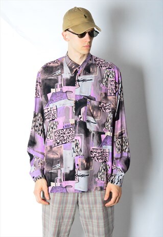 VINTAGE 90S PURPLE ABSTRACT SHIRT