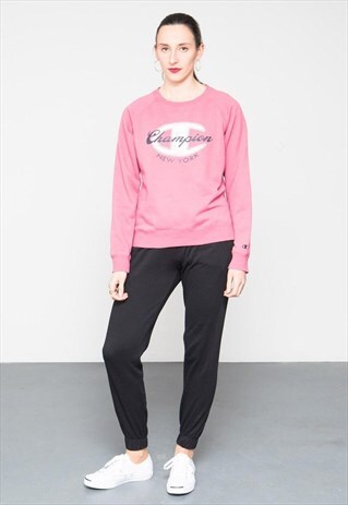 VINTAGE 90'S PINK CHAMPION LOGO UNISEX SWEATER JUMPER