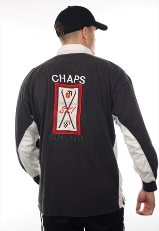 VINTAGE CHAPS RALPH LAUREN RUGBY TOP POLO SHIRT