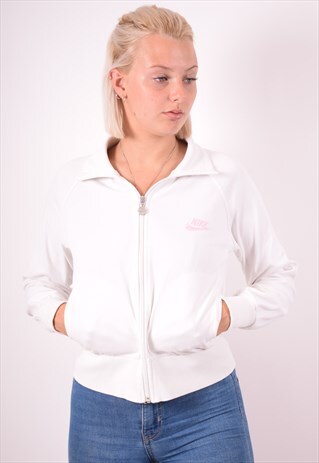 NIKE WOMENS VINTAGE TRACKSUIT TOP JACKET SMALL WHITE 90S