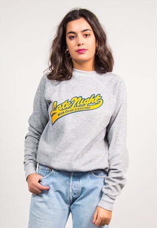 VINTAGE 90'S GREY LATE NIGHT DAVID LETTERMAN SWEATSHIRT