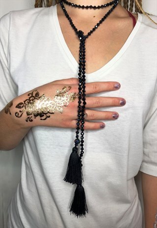 OPEN ENDED TASSEL MALA NECKLACE MIDNIGHT