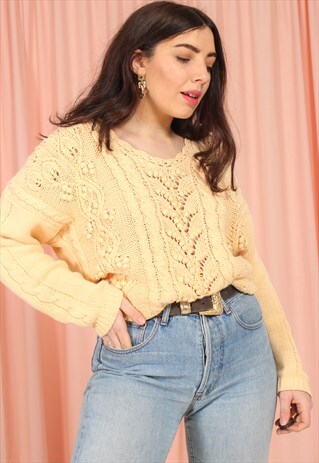 VINTAGE 90S JUMPER IN PEACH CROCHET