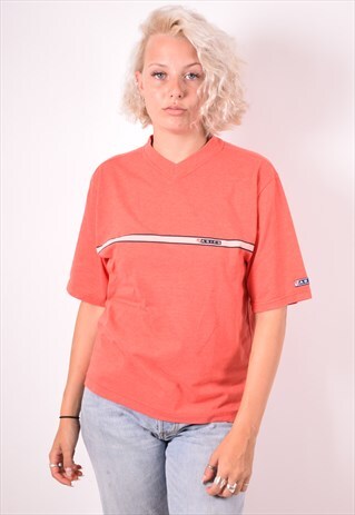 ASICS WOMENS VINTAGE T-SHIRT TOP LARGE PINK 90S