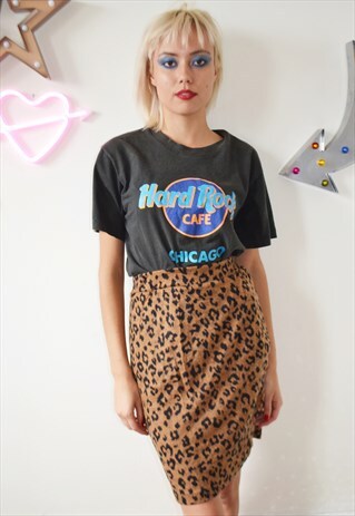VINTAGE 80'S LEOPARD PRINT WOOL PENCIL SKIRT