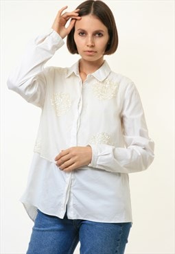 Fabiana Filipi White Formal Long Sleeve Shirt Blouse 4348