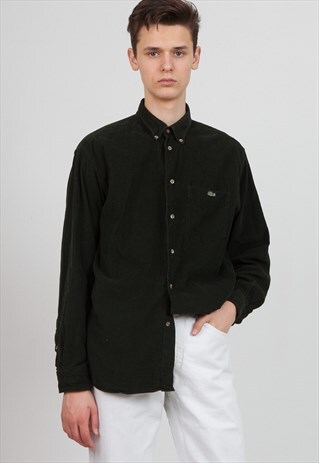 VINTAGE DARK GREEN LACOSTE LONG SLEEVE CORDUROY SHIRT