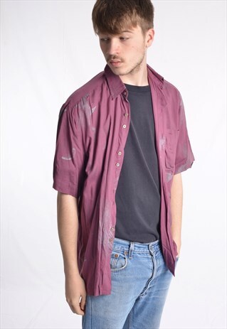 VINTAGE ABSTRACT CRAZY PATTERNED FESTIVAL SHIRT PURPLE