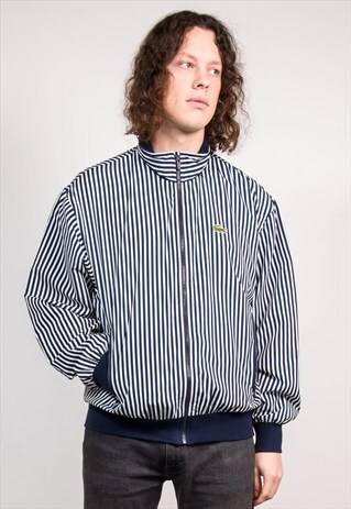 VINTAGE 90'S NAVY STRIPE LACOSTE BOMBER JACKET
