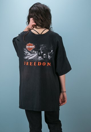 UNISEX VINTAGE HARLEY DAVIDSON MOTORCYCLE T-SHIRT USA GRUNGE