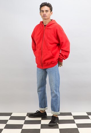 PLAIN ZIP-UP FRUIT OF THE LOOM HOODED SWEATSHIRT