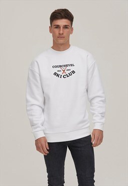 Courchevel Ski Club Embroidered White Sweatshirt