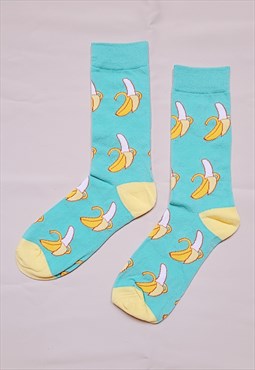 Banana Pattern Socks in Blue