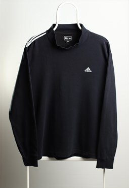 Vintage Adidas Logo Stand collar Top Black