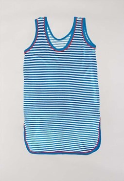 Blue and white horizontal striped Sleeveless Vest Dress