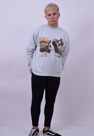 VINTAGE 90'S SPANIEL DOG USA SWEATER SIZE MEDIUM UNISEX