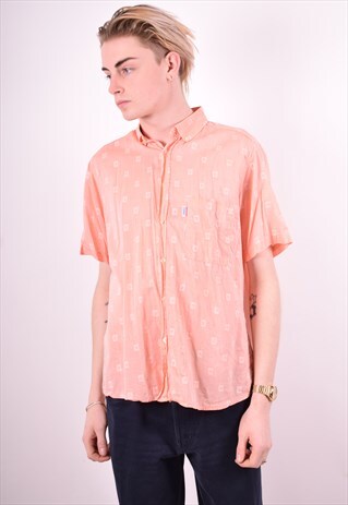 MENS VINTAGE SHIRT LARGE ORANGE 90'S