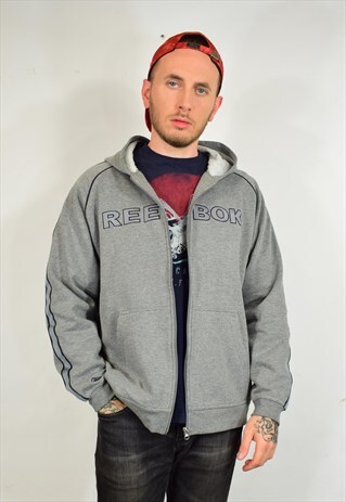 VINTAGE REEBOK GREY ZIP HOODED JACKET