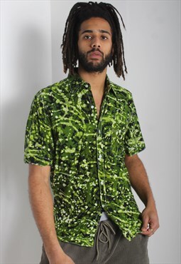 Vintage Y2K Crazy Patterned Abstract Festival Shirt - Green