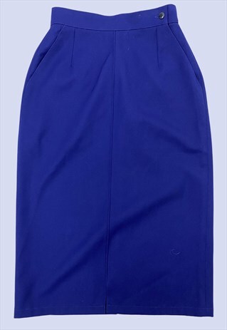 VINTAGE GIANNI VERSACE BLUE HIGH WAIST WOOL SKIRT