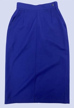 Vintage Gianni Versace Blue High Waist Wool Skirt 