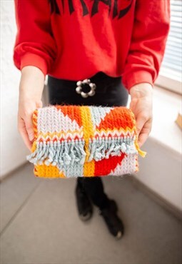 Vintage 70's Bohemian Multicolour Knitted Clutch