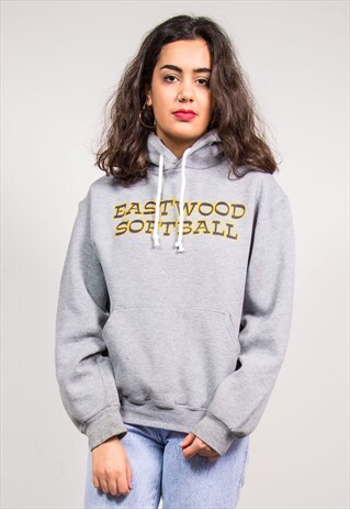 90'S GREY COLLEGE EASTWOOD SOFTBALL HOODIE SWEATSHIRT