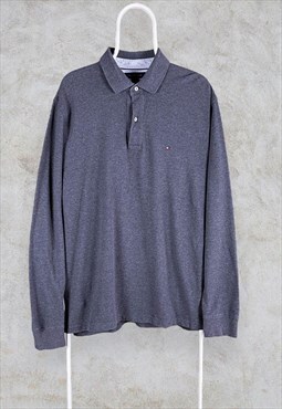 Vintage Tommy Hilfiger Polo Shirt Grey Large