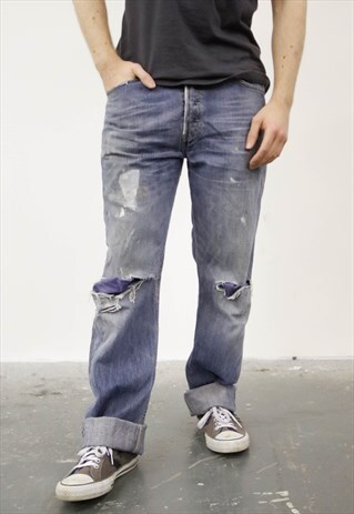 VINTAGE BLUE LEVI'S 501 PAINT JEANS
