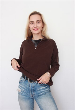 VINTAGE 90S BROWN 1/4 ZIP FLEECE JACKET