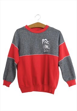 Vintage Sweatshirt 80s Athletic Sports Streetwear Red & Grey