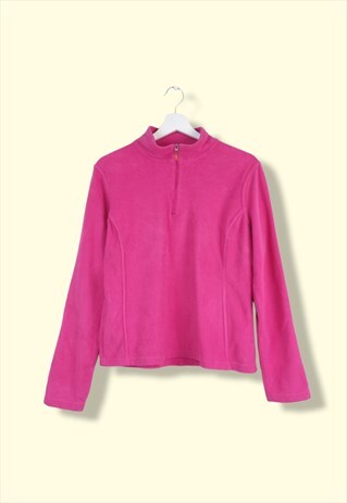 VINTAGE CHAMPION FLEECE QUARTER ZIP IN PINK L