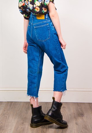 CALVIN KLEIN VINTAGE 90'S DENIM CROPPED RAW HEM JEANS