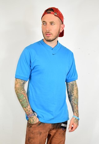 VINTAGE 90S NIKE BLUE CLASSIC LOGO T SHIRT