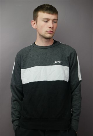 VINTAGE SLAZENGER SWEATER IN GREY WITH LOGO