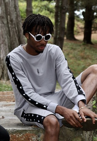 GREY OVERPRINT PANEL SWEATSHIRT