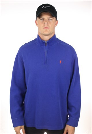 VINTAGE POLO RALPH LAUREN 1/4 ZIP KNITTED SWEATSHIRT JUMPER
