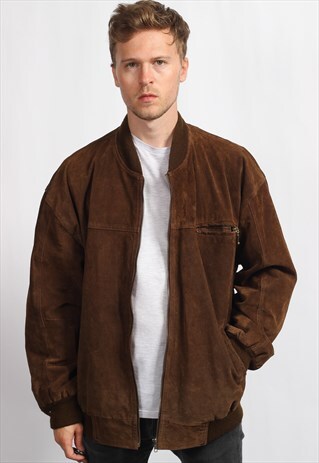 VINTAGE SUEDE OVERSIZED BOMBER JACKET