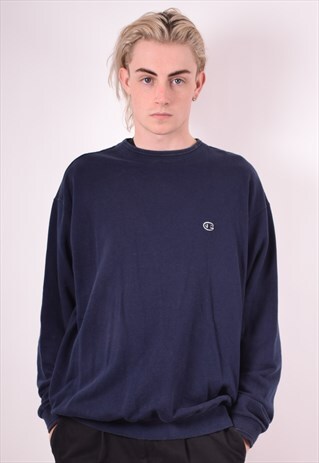 CHAMPION MENS VINTAGE SWEATSHIRT JUMPER LARGE BLUE 90S