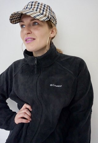 VINTAGE 90S ZIP COLUMBIA BLACK FLEECE JACKET